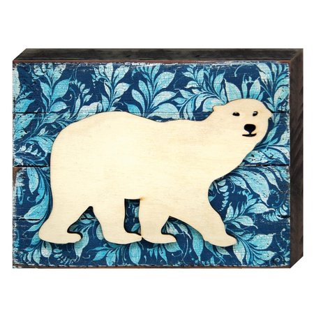 DESIGNOCRACY Polar Bear Vintage Art on Board Wall Decor 9822512
